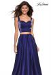 Picture of: Metallic Satin Two Piece Gown with Pockets in Midnight Blue, Style: 27444, Main Picture