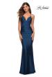 Picture of: Embellished Long Prom Dress with Criss Cross Front in Midnight Blue, Detail Picture 6