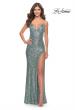 Picture of: Stretch Sequin Dress with High Side Slit and V Neck in Mint, Style: 31298, Main Picture