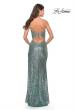Picture of: Stretch Sequin Dress with High Side Slit and V Neck in Mint, Style: 31298, Back Picture