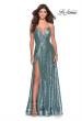 Picture of: Sequin A-line Prom Dress with Slit and Pockets in Mint, Style: 28276, Detail Picture 2