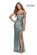 Picture of: Long Sequin Off the Shoulder Prom Dress with Slit in Mint, Style: 28177, Detail Picture 5