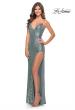 Picture of: Stretch Sequin Dress with High Side Slit and V Neck in Mint, Style: 31298, Detail Picture 3
