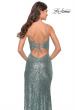 Picture of: Stretch Sequin Dress with High Side Slit and V Neck in Mint, Style: 31298, Detail Picture 4