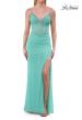 Picture of: Rhinestone Corset Gown with Slit and Lace-Up Back in Mint, Style: 33772, Detail Picture 7