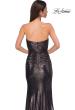 Picture of: Strapless Chic Metallic Jersey Dress with Criss Cross Bodice in Mocha , Style 32876, Detail Picture 12