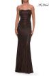 Picture of: Strapless Metallic Jersey Gown with Ruching and Fitted Silhouette in Mocha, Style: 33424, Detail Picture 15