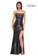Picture of: Strapless Draped Neckline Prom Dress in Metallic Jersey in Mocha , Style 32828, Detail Picture 5