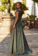 Picture of: Off-the-Shoulder Stretch Taffeta A-Line Gown in Moss Green, Style: 33446, Back Picture