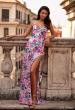 Picture of: Stunning Sequin Floral Print Gown with High Slit in Multi, Style: 32050, Main Picture