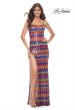 Picture of: Zig Zag Print Sequin Dress with High Slit in Multi, Style: 32006, Main Picture