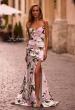 Picture of: Floral Print Stretch Jersey Dress with Sheer Corset Back in Multi , Style: 32752, Main Picture