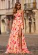 Picture of: Strapless Floral Print Chiffon A-Line Gown with High Slit in Multi, Style: 33404, Main Picture