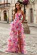 Picture of: Strapless Tiered Ruffle Gown with Floral Print in Multi, Style: 33555, Main Picture