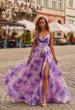 Picture of: Floral A-Line Gown with Plunging Neckline in Multi, Style: 33606, Main Picture