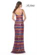 Picture of: Zig Zag Print Sequin Dress with High Slit in Multi, Style: 32006, Back Picture