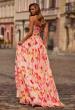 Picture of: Strapless Floral Print Chiffon A-Line Gown with High Slit in Multi, Style: 33404, Back Picture