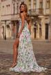 Picture of: Floral Print A-Line Chiffon Gown with High Slit in Multi, Style: 33450, Back Picture