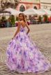 Picture of: Floral A-Line Gown with Plunging Neckline in Multi, Style: 33606, Back Picture