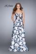 Picture of: Long Flower Print Mikado A-line Prom Dress in Print, Style: 24717, Detail Picture 1