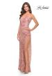 Picture of: Print Sequin Dress with High Slit and Strappy Back in Multi, Style: 31528, Detail Picture 1