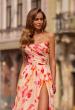 Picture of: Strapless Floral Print Chiffon A-Line Gown with High Slit in Multi, Style: 33404, Detail Picture 1