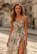 Picture of: Floral Print A-Line Gown with Sweetheart Neckline and High Slit in Multi, Style: 33516, Detail Picture 1