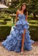 Picture of: Strapless Layered Ruffle Gown with High Slit in Multi, Style: 33855, Detail Picture 1