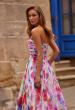 Picture of: Floral A-Line Chiffon Gown with Ruched Bodice and High Slit in Multi, Style: 33487, Detail Picture 2