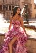 Picture of: Strapless Tiered Floral Ruffle Gown with High Slit in Multi, Style: 33842, Detail Picture 2