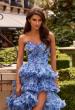 Picture of: Strapless Layered Ruffle Gown with High Slit in Multi, Style: 33855, Detail Picture 2