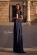 Picture of: Jersey Long Evening Dress with Short Lace Sleeves, Style: 29772, Back Picture