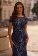 Picture of: Long Beaded Lace Dress with Sheer Neckline, Style: 29961, Detail Picture 1