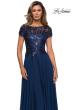 Picture of: Short Sleeve Metallic Lace Evening Dress with Chiffon Skirt, Style: 27924, Detail Picture 3