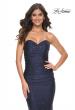 Picture of: Rhinestone Embellished Jersey Dress with Strapless Sweetheart Top in Navy, Style: 31945, Detail Picture 4