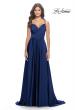 Picture of: Luxury Satin Gown with Criss Cross Bodice in Navy, Style: 31233, Detail Picture 7
