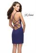 Picture of: Form Fitting Homecoming Dress with Strappy Open Back in Navy, Style: 26638, Main Picture