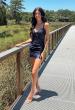 Picture of: Embellished Corset Satin Mini Dress in Navy, Style: 33243, Main Picture