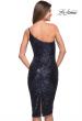 Picture of: Sequin Midi Evening Dress with One Shoulder in Navy, Style 30935, Back Picture