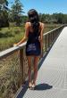 Picture of: Embellished Corset Satin Mini Dress in Navy, Style: 33243, Back Picture