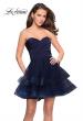 Picture of: Short Homecoming Dress with Tiered Tulle Skirt in Navy, Style: 26654, Detail Picture 1