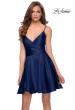 Picture of: Satin Homecoming Dress with Cut Out Corset Style Back in Navy, Style: 29242, Detail Picture 1