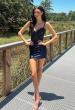 Picture of: Embellished Corset Satin Mini Dress in Navy, Style: 33243, Detail Picture 1