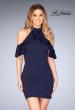 Picture of: Ruffle Halter Top Dress with Tight Jersey Skirt in Navy, Style: 25147, Detail Picture 3