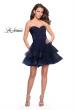 Picture of: Short Homecoming Dress with Tiered Tulle Skirt in Navy, Style: 26654, Detail Picture 6