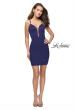 Picture of: Form Fitting Homecoming Dress with Strappy Open Back in Navy, Style: 26638, Detail Picture 7