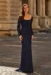 Picture of: Long Sleeve Square Neck Rhinestone Gown in Navy, Style: 33311, Main Picture