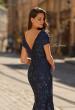 Picture of: Off-the-Shoulder Brocade Gown with Sweetheart Neckline in Navy, Style: 33571, Detail Picture 2
