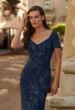 Picture of: Beaded Floral Gown with Sweetheart Neckline in Navy, Style: 33577, Detail Picture 4