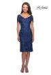 Picture of: Short Sleeve Knee Length Lace Dress with V-Neck in Navy, Style: 25522, Main Picture